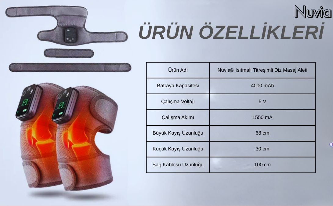 Nuvia® Elektrikli Isıtmalı Titreşimli Diz ve Omuz Masaj Aleti