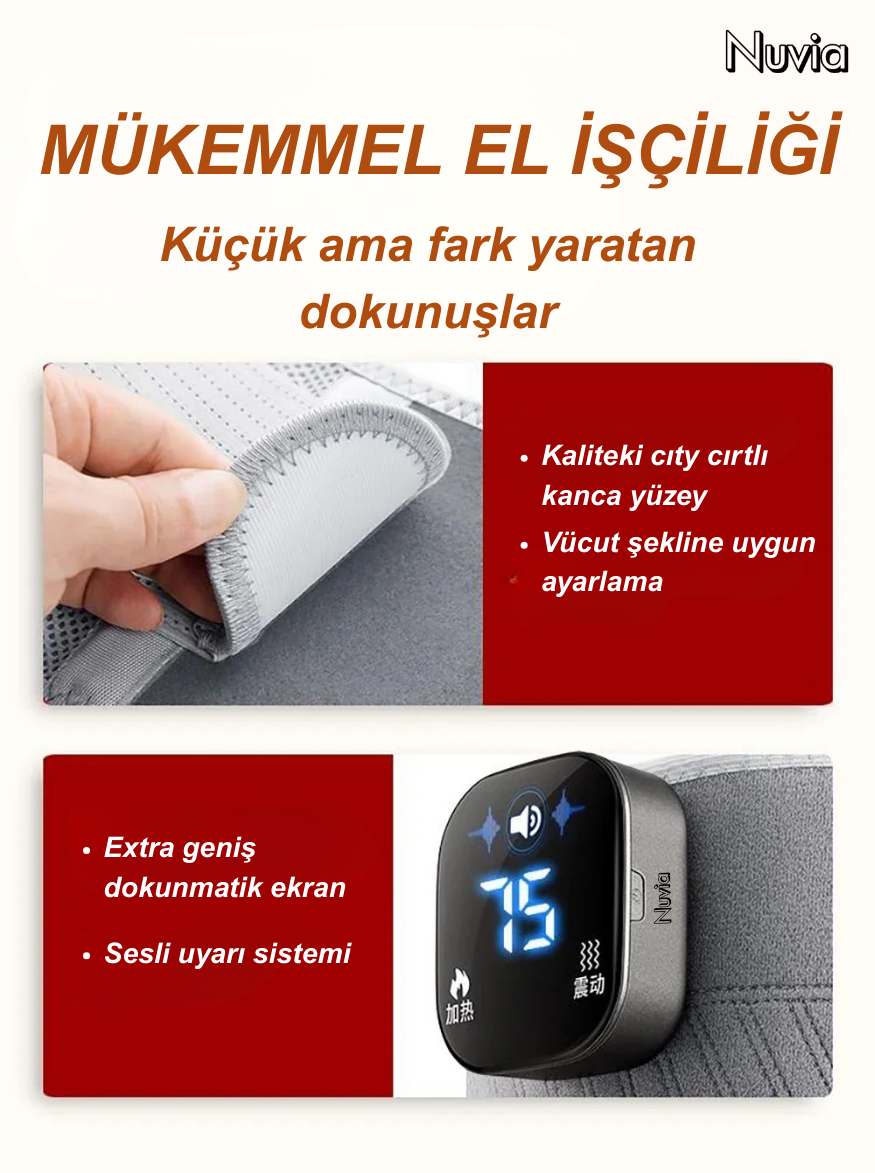 Nuvia® Elektrikli Isıtmalı Titreşimli Bel Masaj Kemeri