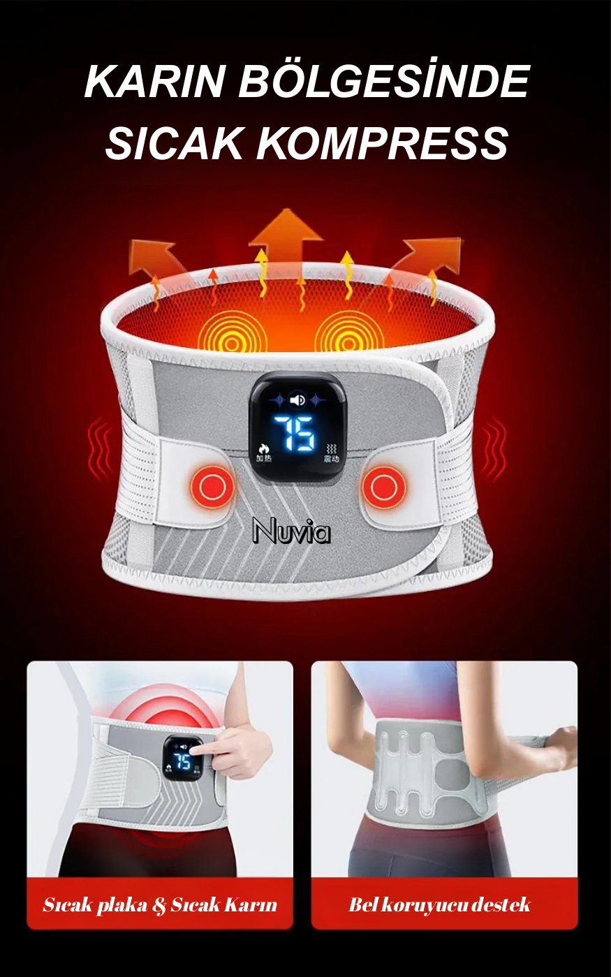 Nuvia® Elektrikli Isıtmalı Titreşimli Bel Masaj Kemeri