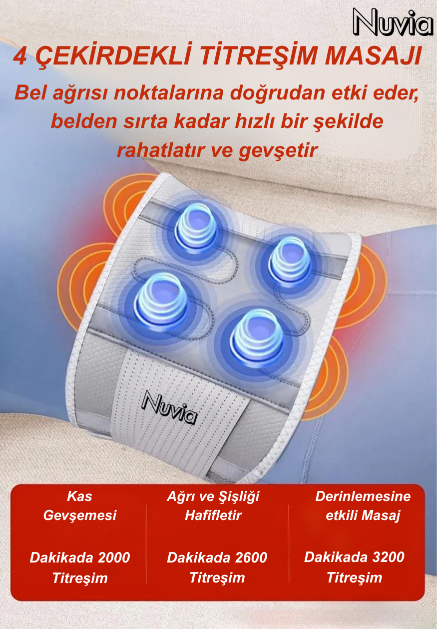 Nuvia® Elektrikli Isıtmalı Titreşimli Bel Masaj Kemeri
